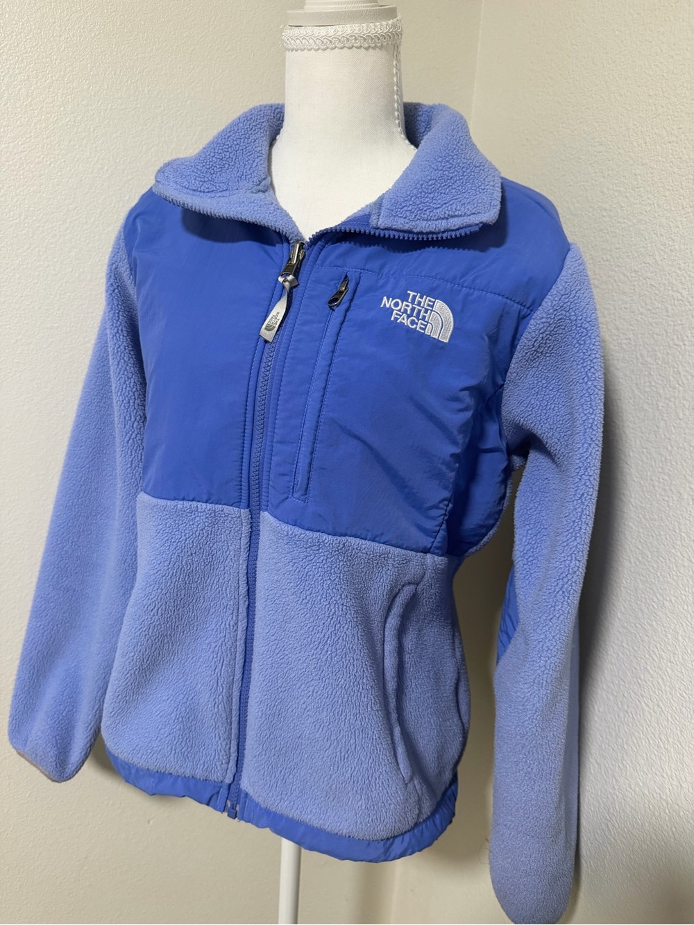 The North Face Periwinkle Blue Hybrid Fleece Zip Up Warm Jacket